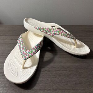 CROCS Kadee II Iconic Comfort Flamingo Flip Flop Thong Sandal Womens Size 9